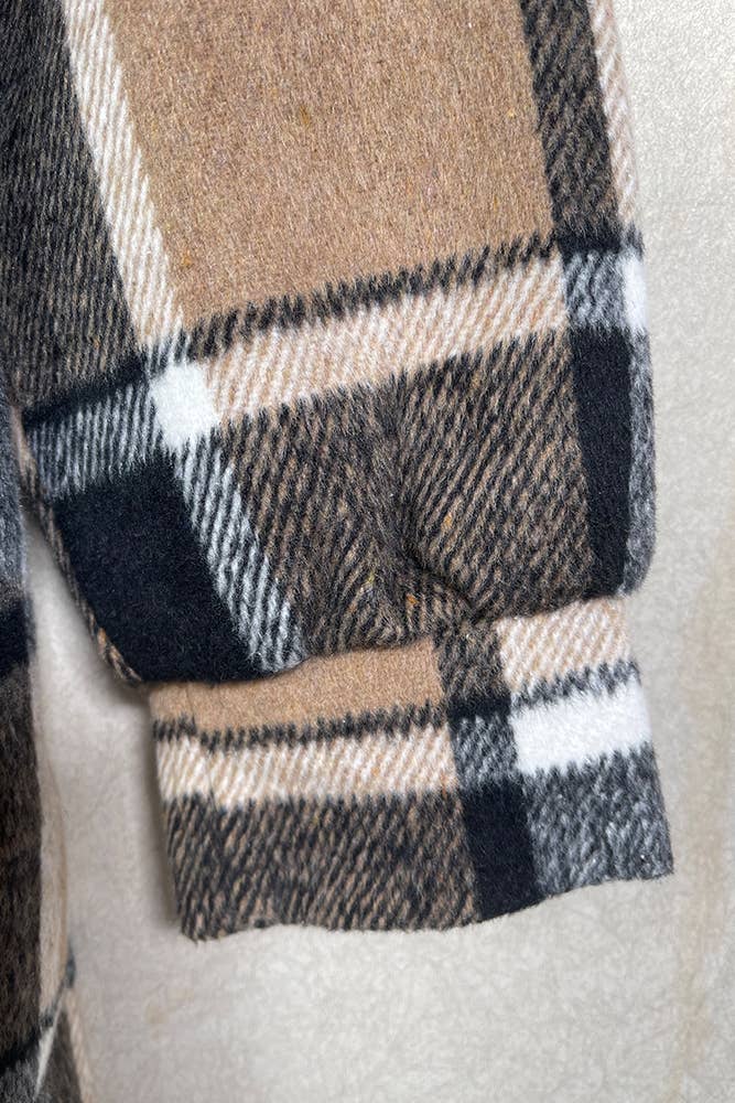 Plaid Fleece Shacket Coat Women TOPW1145